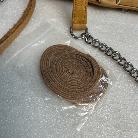 Rebecca Minkoff Mini M.A.C.Camel Suede & Leather Crossbody Bag w/a chain strap - Picture 4 of 12